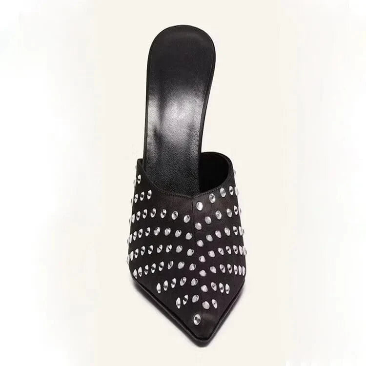 New Elegant Girls High Heel Sandals Rhinestone Stiletto Shoes Slippers Stiletto Heel Casual Party Women Mules Heels Shoes