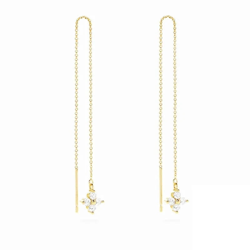 New Fashion 925 Sterling Silver Zircon Wedding Long Drop Earrings For Girls Beautiful Jewelry