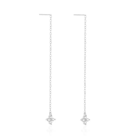 New Fashion 925 Sterling Silver Zircon Wedding Long Drop Earrings For Girls Beautiful Jewelry