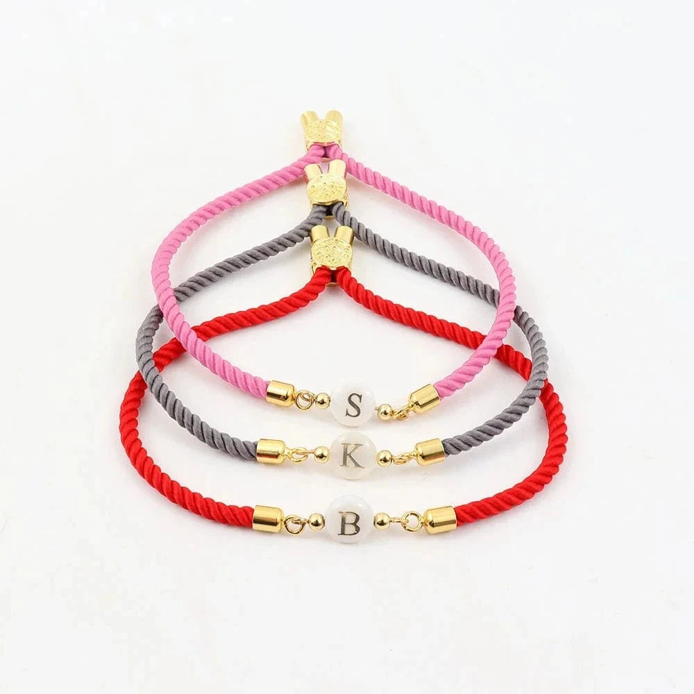 New Fashion A-Z Initial Letter Bracelet Women Handmade Adjustable Rope Charm Bracelet For Women Jewelry Gift