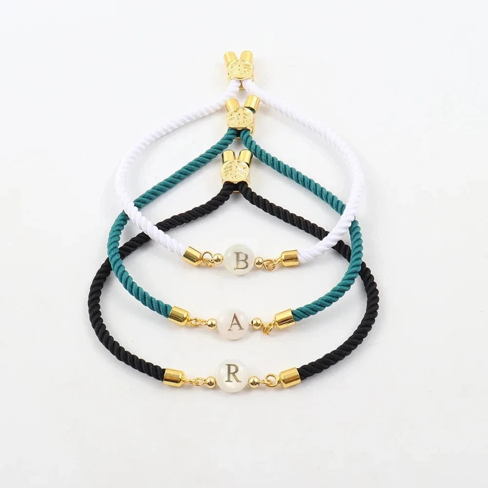 New Fashion A-Z Initial Letter Bracelet Women Handmade Adjustable Rope Charm Bracelet For Women Jewelry Gift