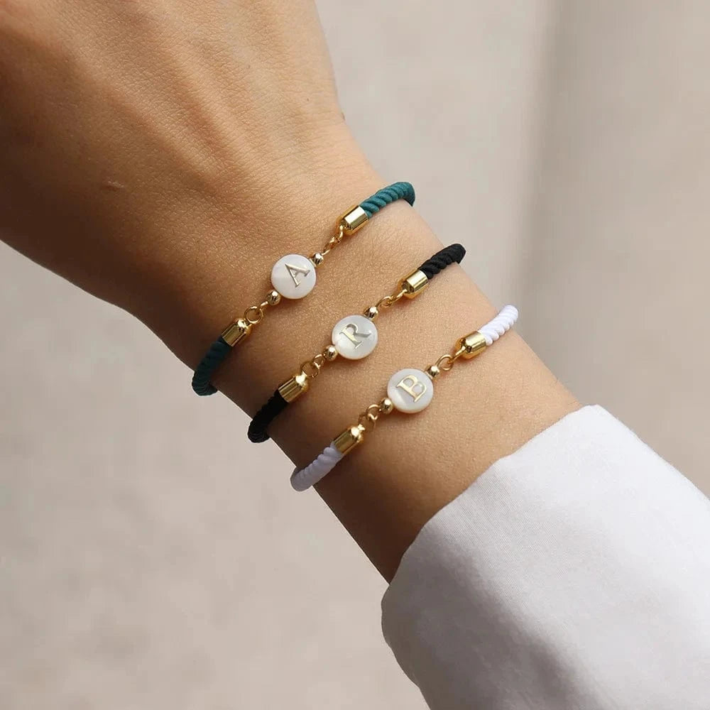 New Fashion A-Z Initial Letter Bracelet Women Handmade Adjustable Rope Charm Bracelet For Women Jewelry Gift