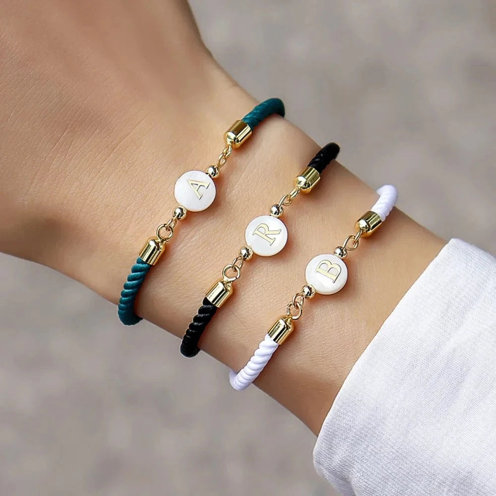 New Fashion A-Z Initial Letter Bracelet Women Handmade Adjustable Rope Charm Bracelet For Women Jewelry Gift