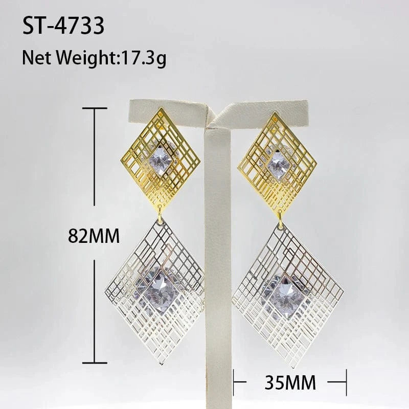 New Fashion African Earrings 24K Gold Plated Statement Zircon Drop Earrings Women Fine Jewelry Earrings