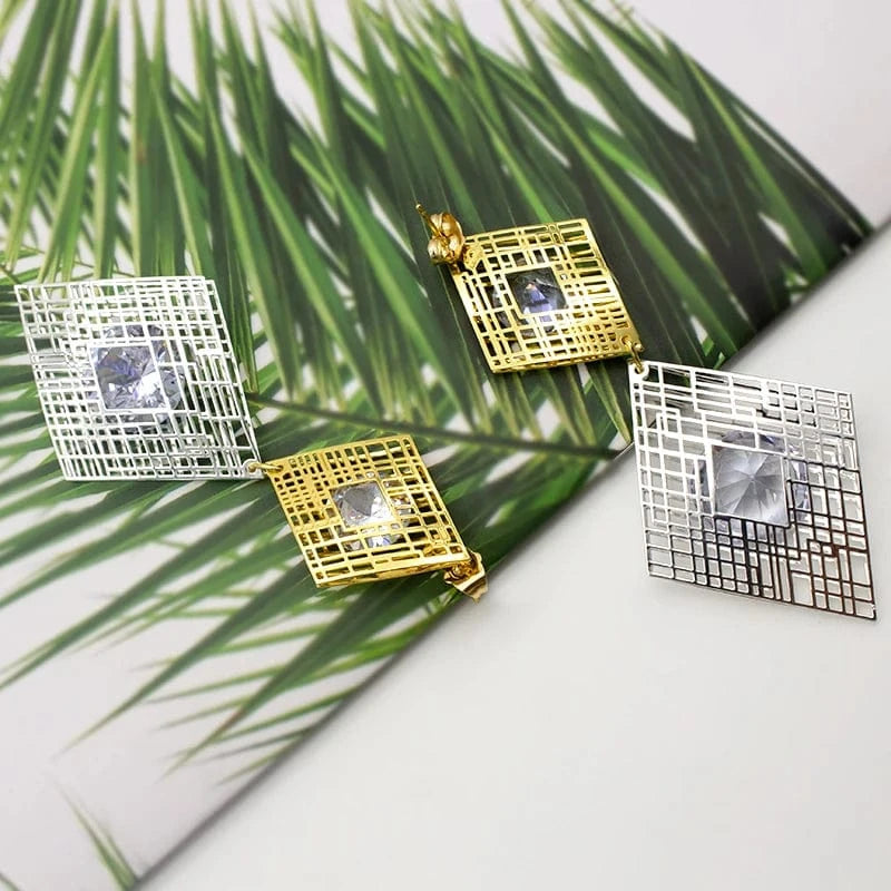 New Fashion African Earrings 24K Gold Plated Statement Zircon Drop Earrings Women Fine Jewelry Earrings