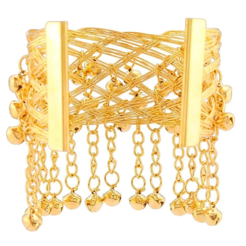 New Fashion Bell Bracelet Ethnic Style And Retro Metal Upper Arm Bracelet Women's Personalized Open Bangle Bracelet
