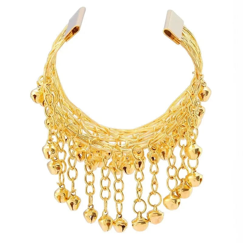 New Fashion Bell Bracelet Ethnic Style And Retro Metal Upper Arm Bracelet Women's Personalized Open Bangle Bracelet