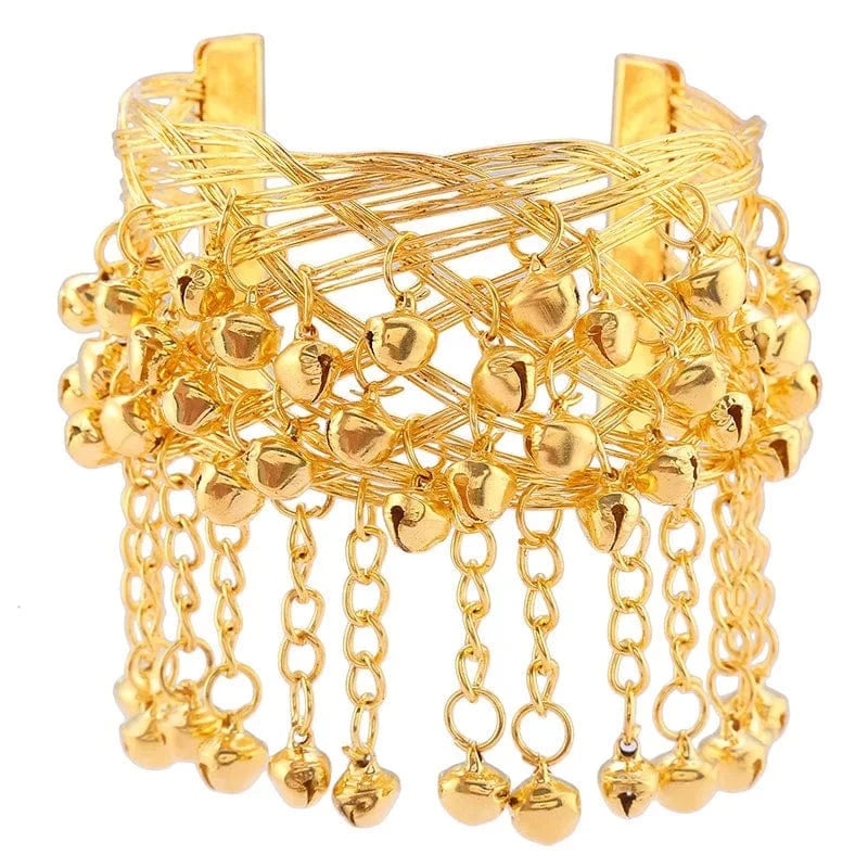 New Fashion Bell Bracelet Ethnic Style And Retro Metal Upper Arm Bracelet Women's Personalized Open Bangle Bracelet