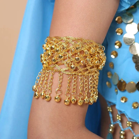 New Fashion Bell Bracelet Ethnic Style And Retro Metal Upper Arm Bracelet Women's Personalized Open Bangle Bracelet