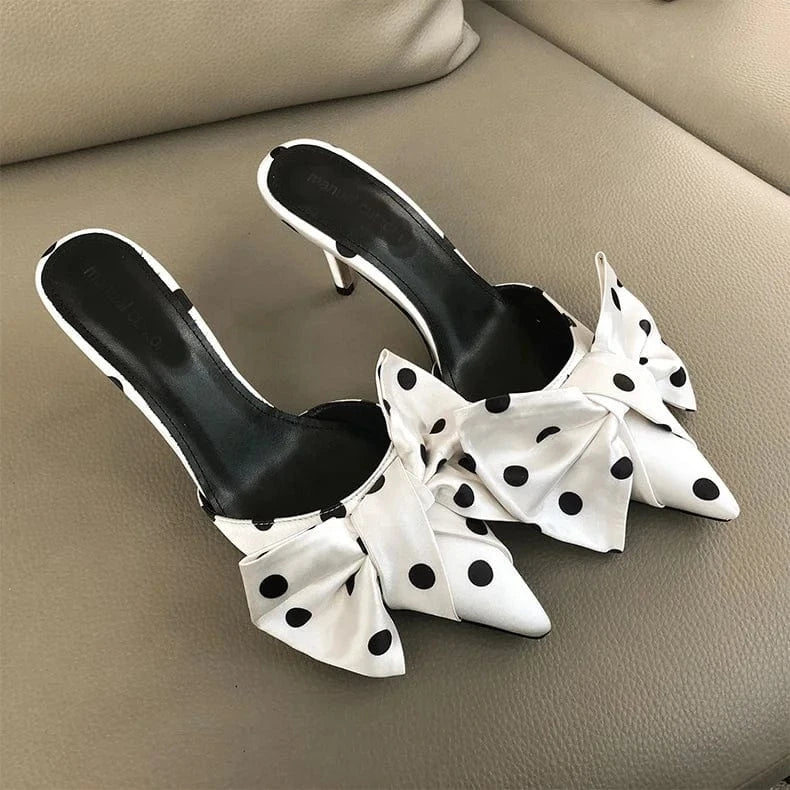 New fashion custom made female shoes heel pointed toe bow sweety points print party wedding working heel pumps for women