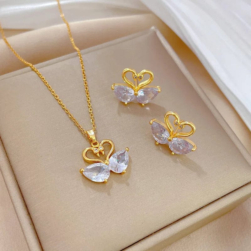 New Fashion Custom Moissanite Wedding Luxury  Jewelry Sets Diamond Chain Necklace Earring Jewelry Set