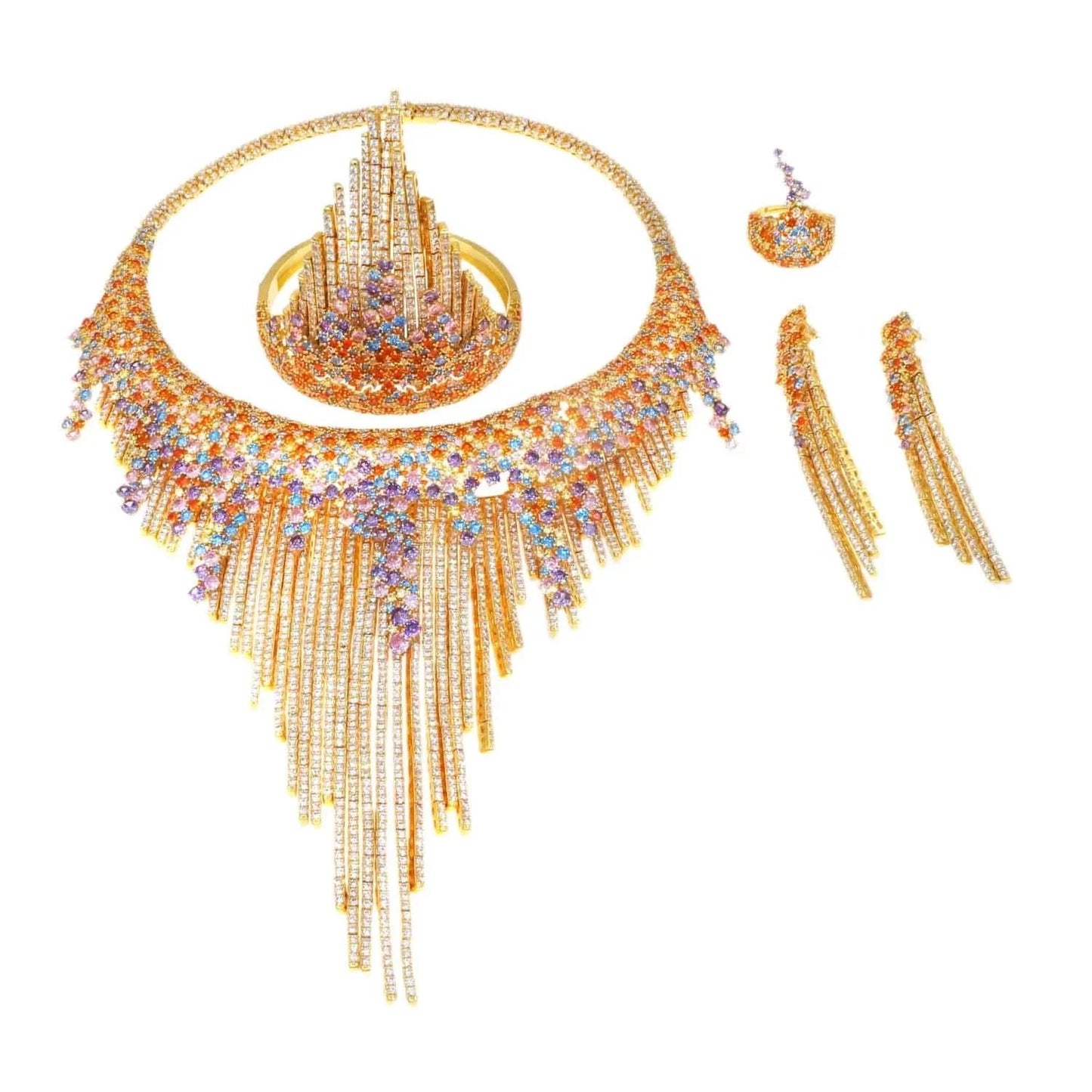 New Fashion Factory Jewelry Sets Gold Zirconia Jewelry Set High Quality Cubic Zirconia Wedding Jewelry For Women