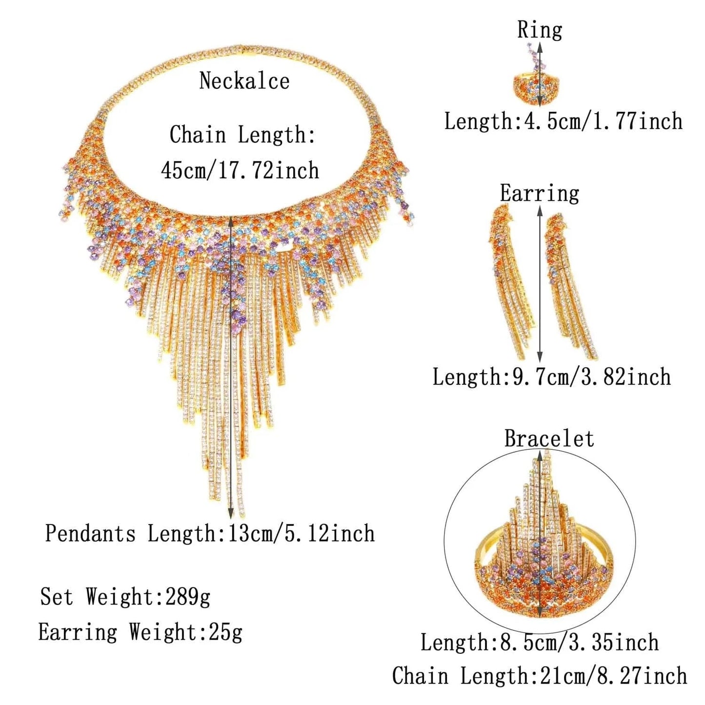 New Fashion Factory Jewelry Sets Gold Zirconia Jewelry Set High Quality Cubic Zirconia Wedding Jewelry For Women