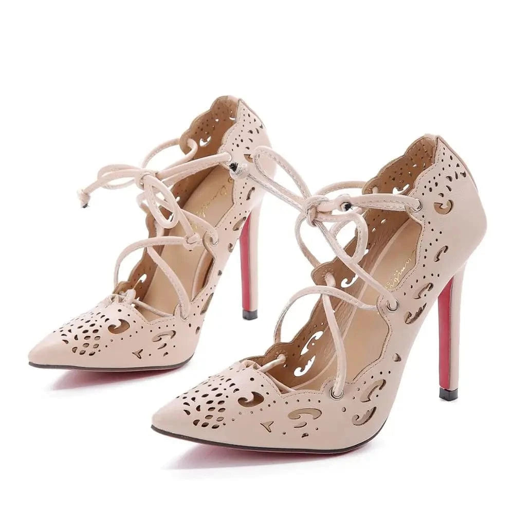 New Fashion Hollow Cross High Heels Women's Pointed Toe Sexy Stilettos Party Wedding Pumps Basic Shoes