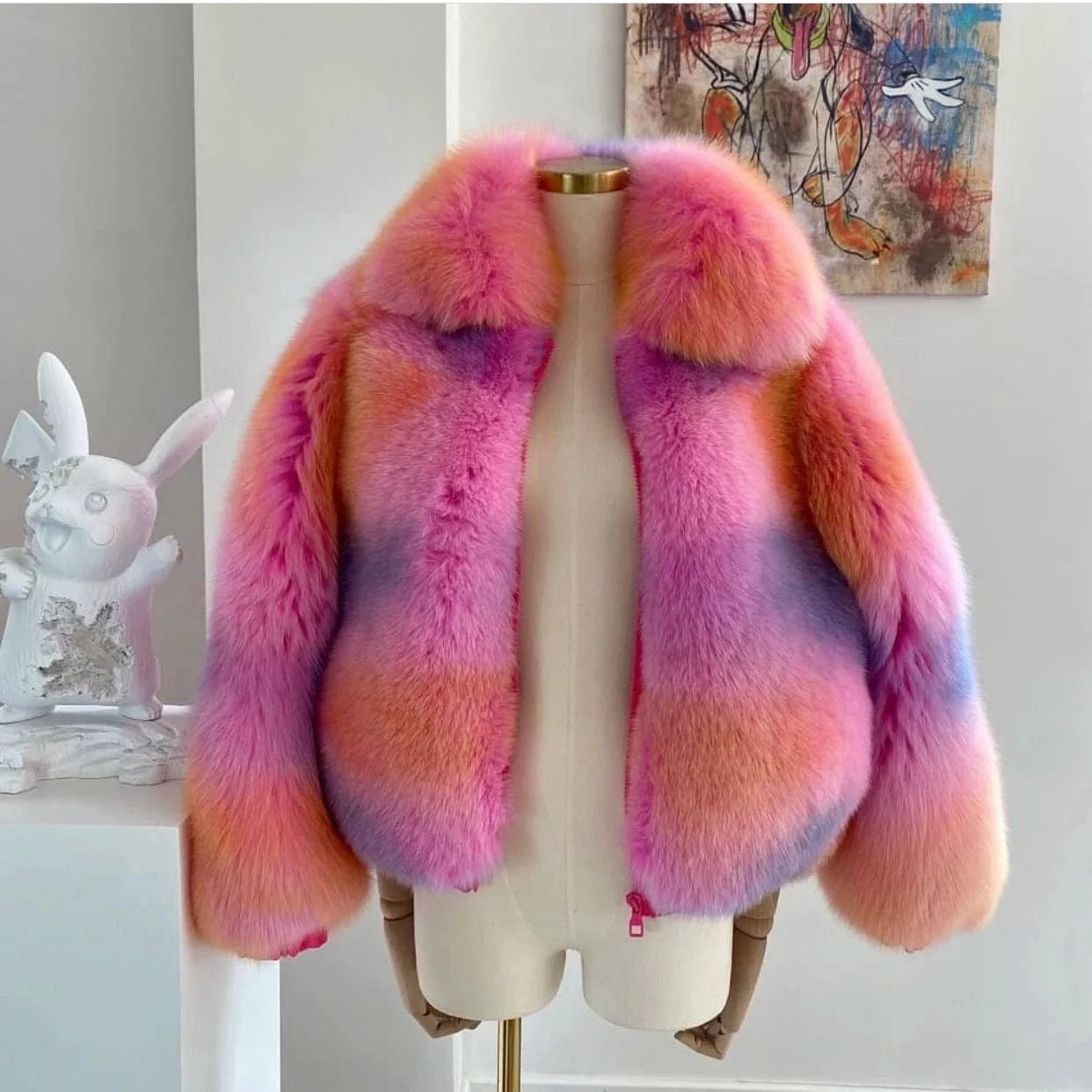 New Fashion Luxury Women Crop Fur Jacket Winter Warm Real Fox Fur Coat for Ladies