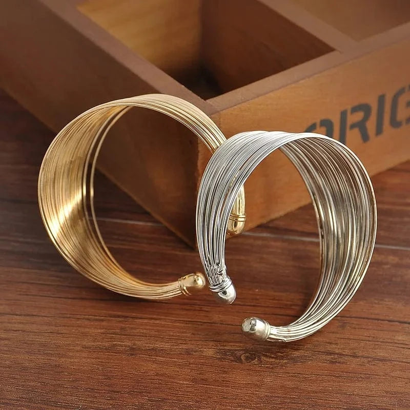 New Fashion Multilayer Bracelet Exaggerated Open Cuff Bangle Bracelet Women's Personalized Wide Silver Bracelets
