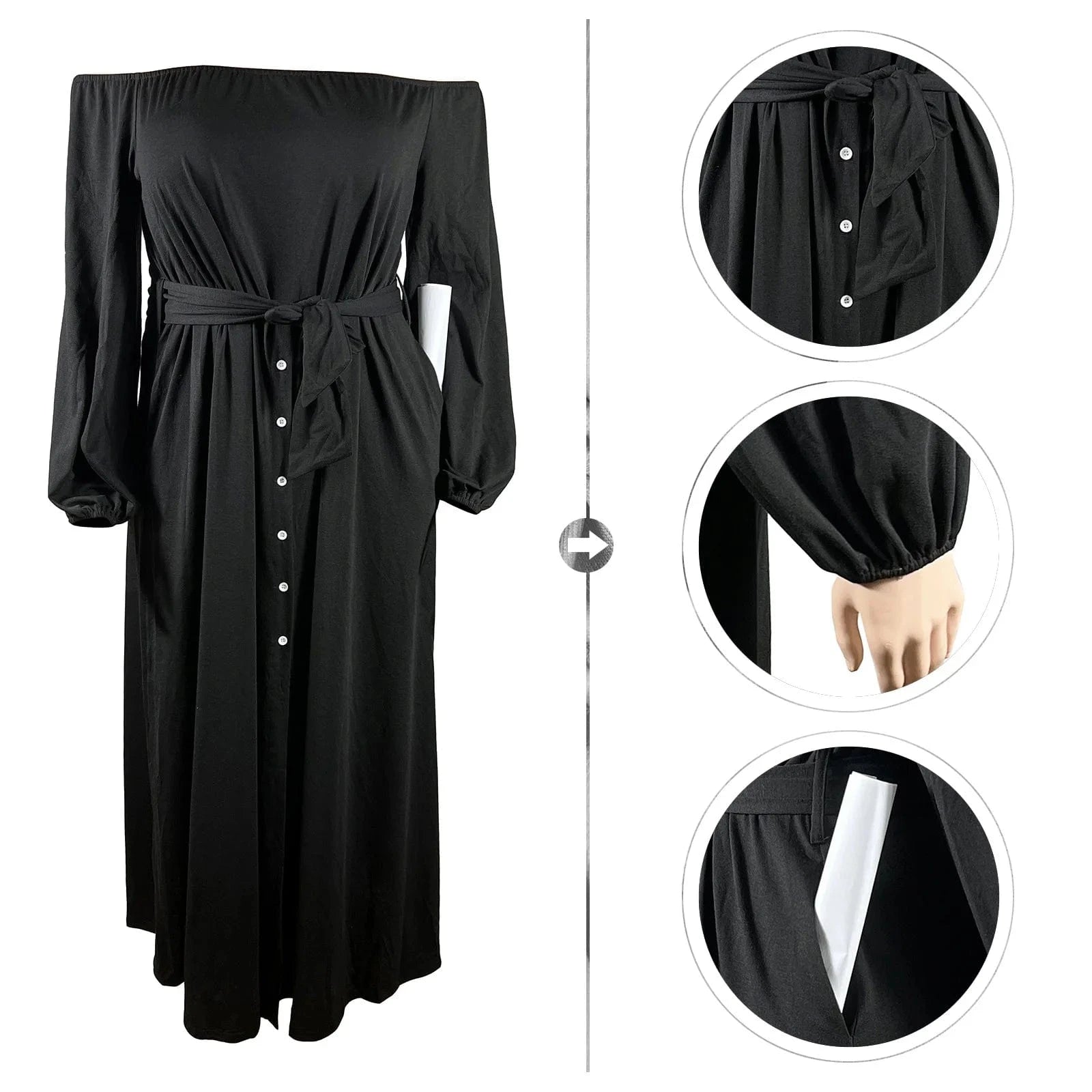 New Fashion Party High Street Woman Plus Size Women's Clothing Off Shoulder Split Maxi Dress with Belt