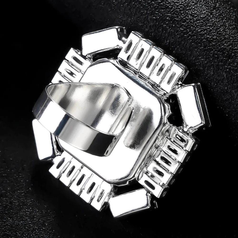 New Fashion Rhinestone Geometric Jewelry Sets Party Bling Cubic Zircon Square Necklace and Ring Set Women Jewelry Wholesale