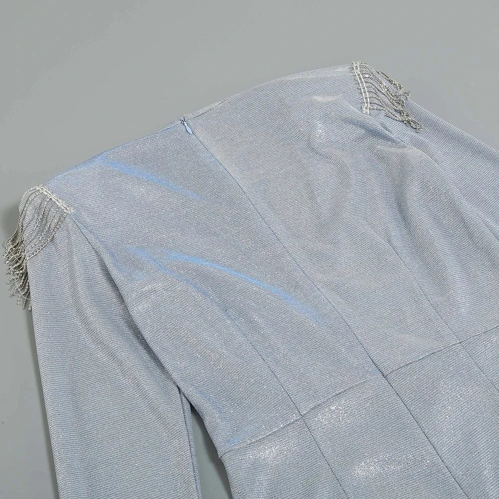 New Fashion Sequins Jumpsuit For Women 2025 Long Sleeves V Neck Draped Autumn Rompers Celebrity Evening Party Club Overall