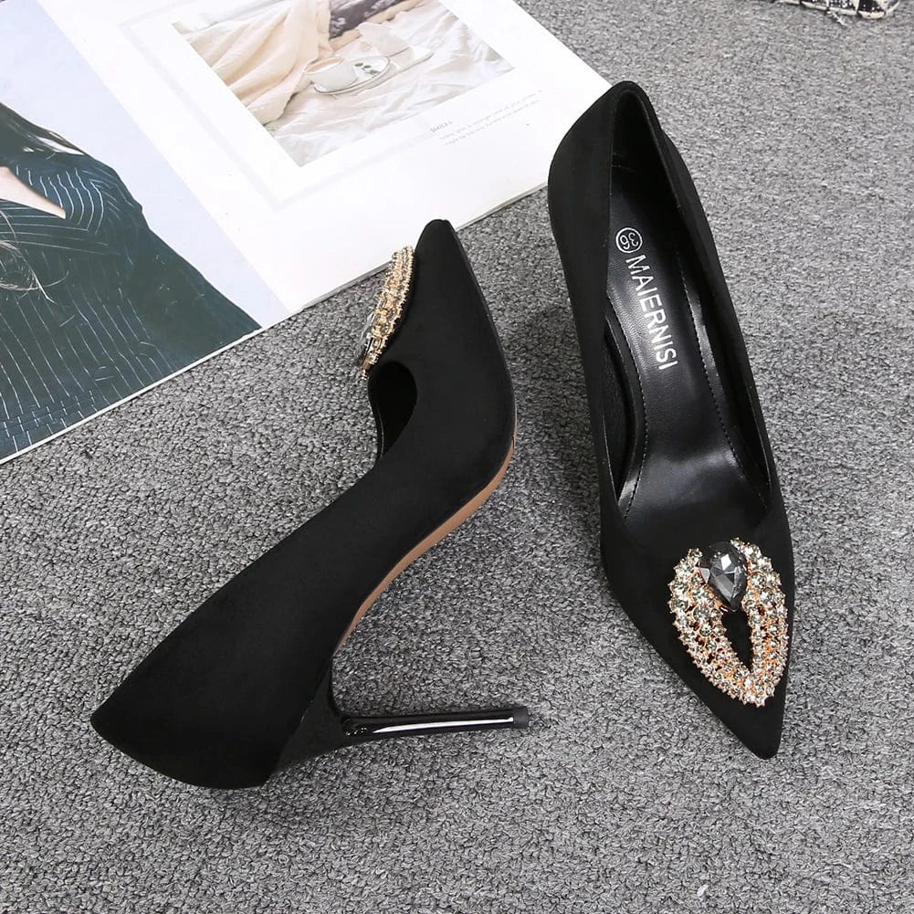 New Fashion Trend 9 CM High Heels Women Pumps Shoes Big Diamond Wedding Office Wear Elegant Formal Shoes For Ladies