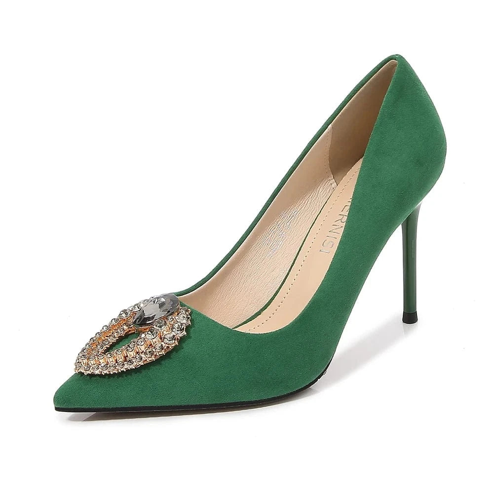 New Fashion Trend 9 CM High Heels Women Pumps Shoes Big Diamond Wedding Office Wear Elegant Formal Shoes For Ladies