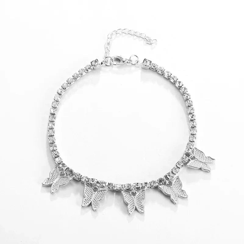 New Fashionable Full Diamond Bracelet  Versatile Women's Butterfly Bracelet 4-Piece Set Open Bangle Bracelet