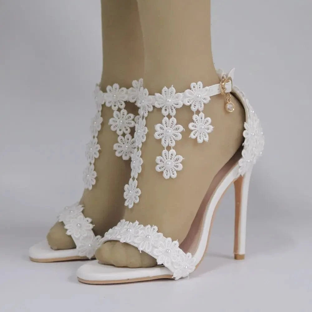 New Female Ankle Strap Buckle Tassel High Heels Stilettos for Ladies Women Open-toe Rome Pumps Sandals
