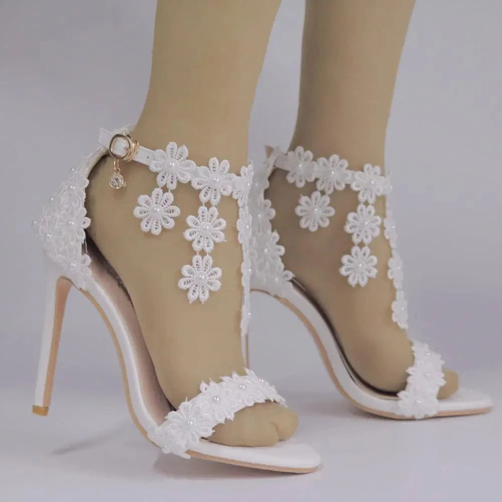 New Female Ankle Strap Buckle Tassel High Heels Stilettos for Ladies Women Open-toe Rome Pumps Sandals