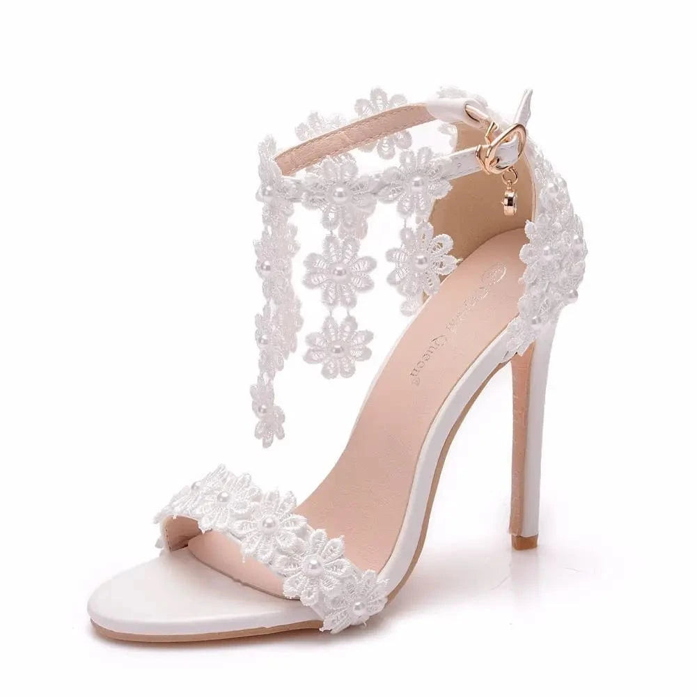 New Female Ankle Strap Buckle Tassel High Heels Stilettos for Ladies Women Open-toe Rome Pumps Sandals