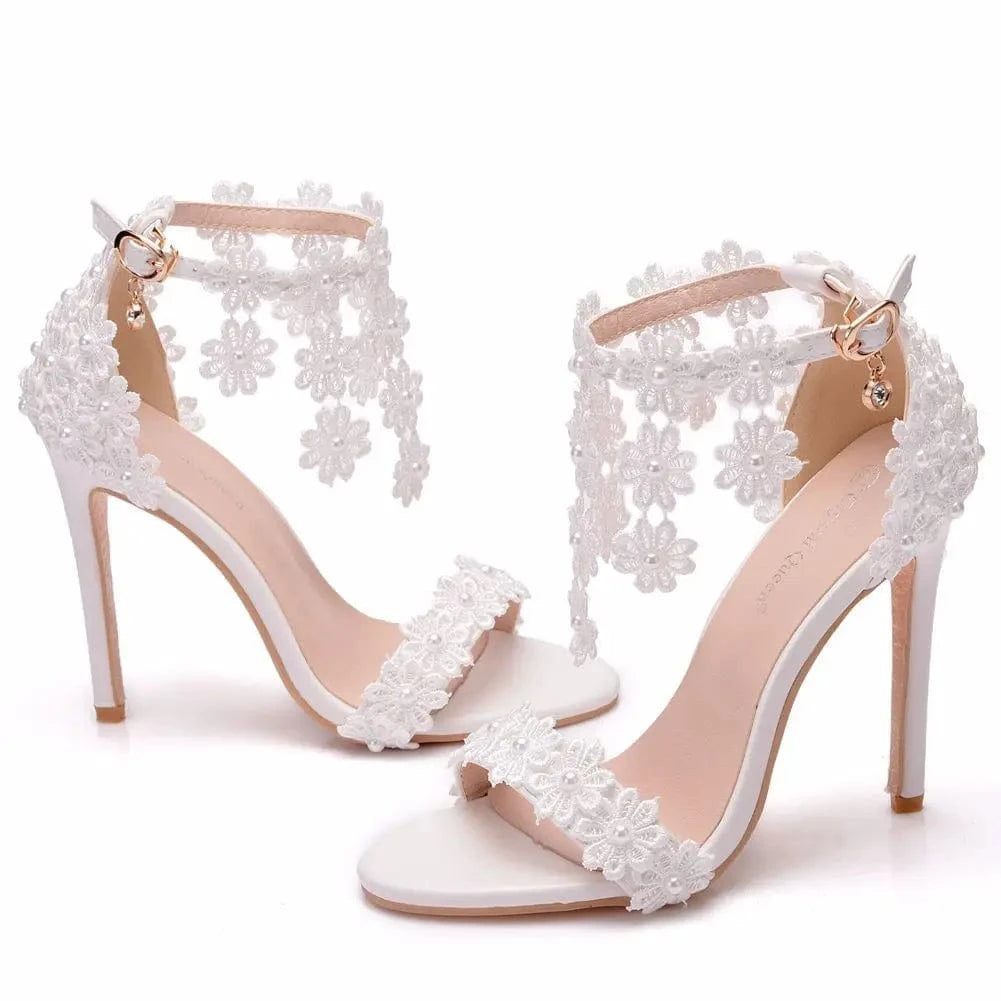 New Female Ankle Strap Buckle Tassel High Heels Stilettos for Ladies Women Open-toe Rome Pumps Sandals