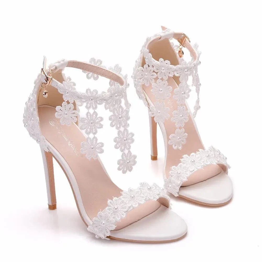 New Female Ankle Strap Buckle Tassel High Heels Stilettos for Ladies Women Open-toe Rome Pumps Sandals