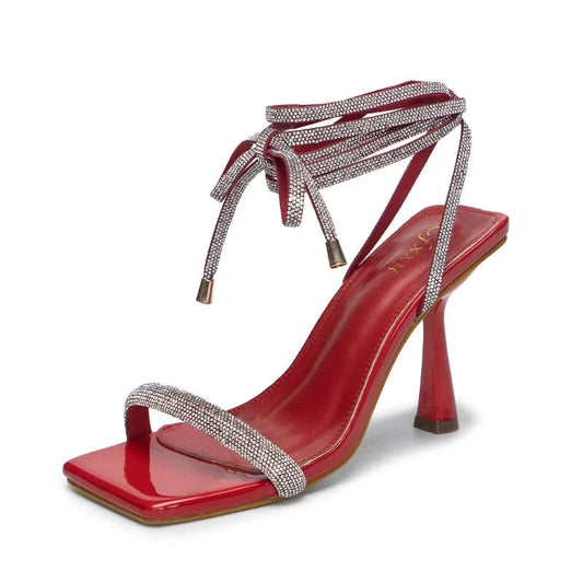 New Female Cross-tie Rhinestone Lace-up Stiletto High Heel Fashion Summer Sexy Women Sandal Pumps