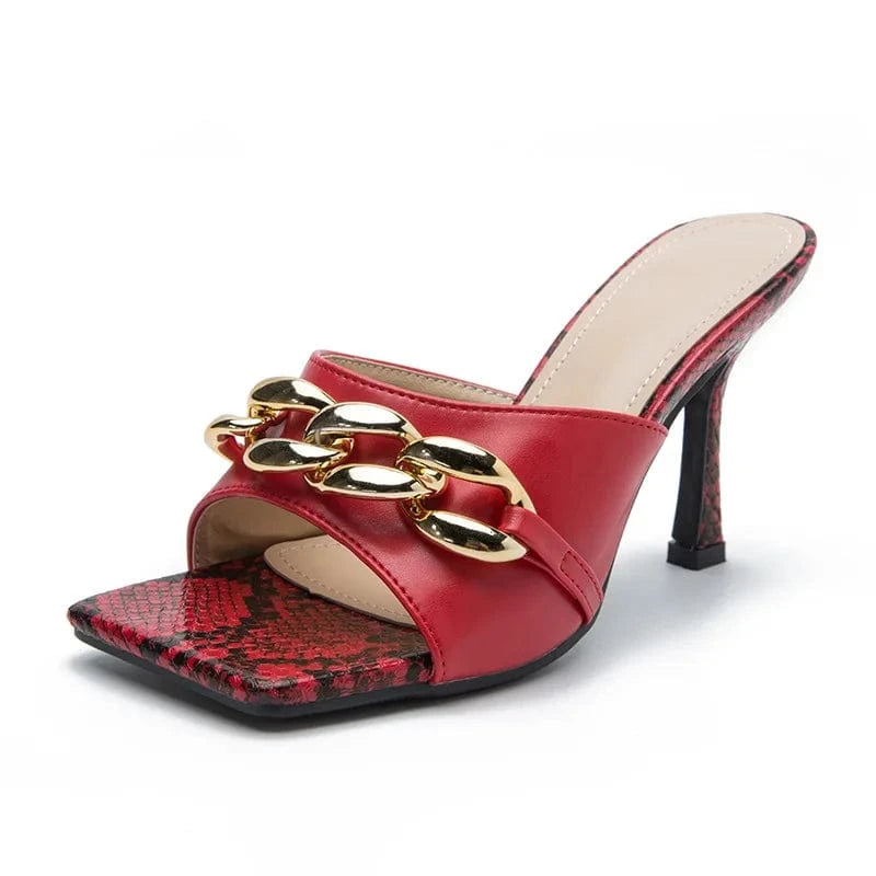 New Female Outside Daily Sandal Slippers Square-toe Serpentine Splicing Women High Heels Stilettos