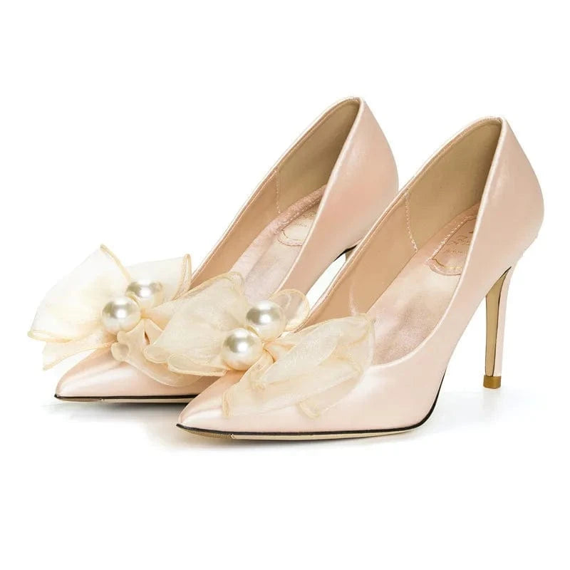 New Female Pointed-toe Shallow Bowknot Sandals Women Spring Summer High Heels Stilettos Ladies Outside Wedding Shoes