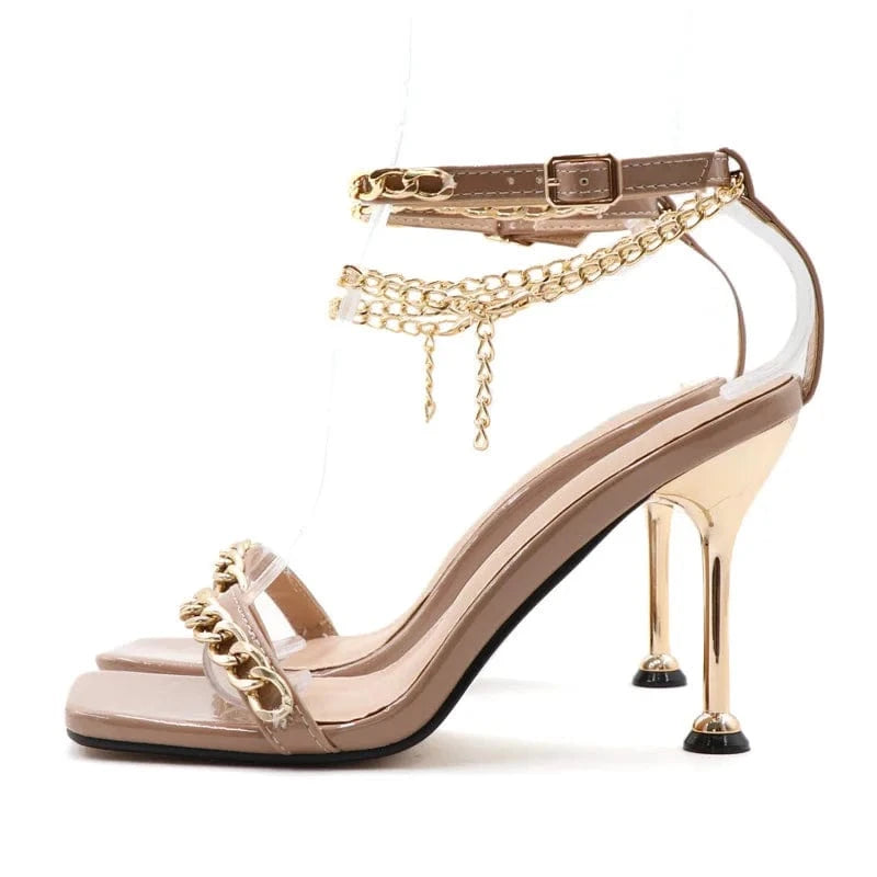 New Female Summer High Heels Stilettos Women Peep-toe Ankle Strap Fashion Sandals Outside Banquet Ladies Dress Shoes