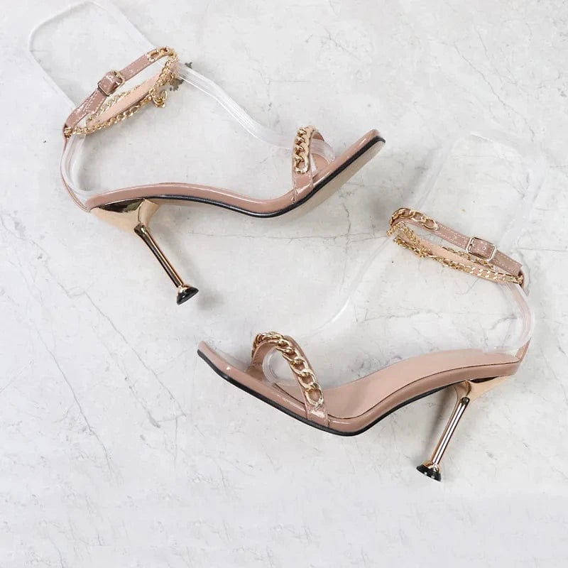 New Female Summer High Heels Stilettos Women Peep-toe Ankle Strap Fashion Sandals Outside Banquet Ladies Dress Shoes