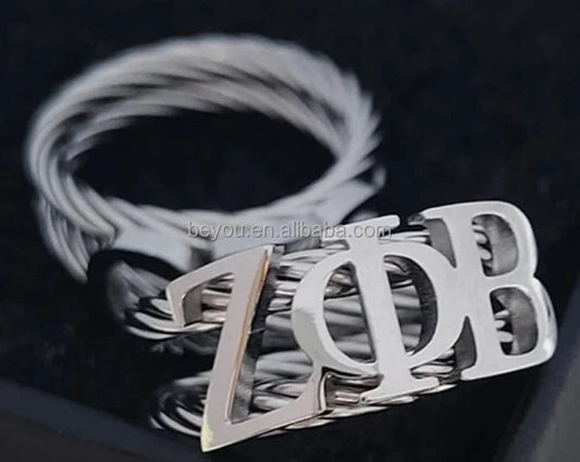 New Greek Sorority Alphabet Ring Stainless Steel Fashion Glossy Fade Resistant Personalized Party Organization Symbol Jewelry