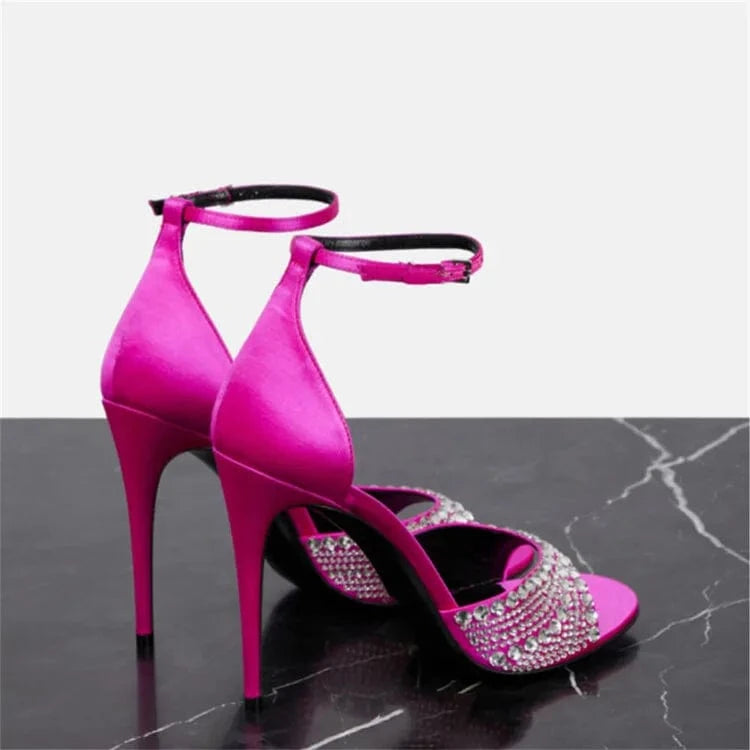 New Green Fashion 2023 Femme Heels Hollow Stiletto Sandals For Women Pointed Rhinestone Heel Sexy Party Pumps High Heels