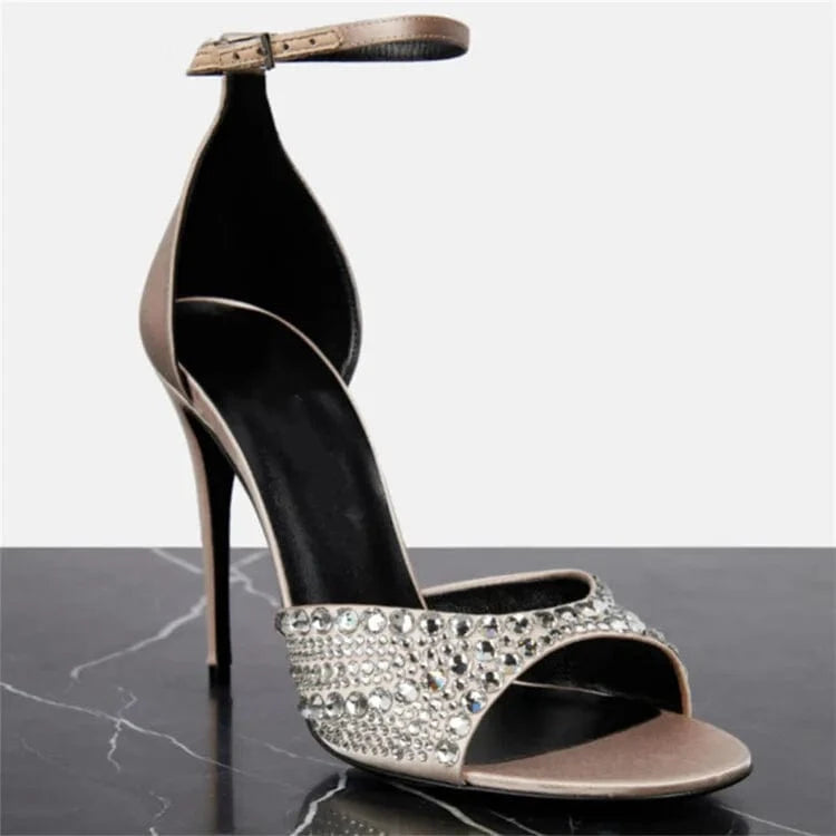 New Green Fashion 2023 Femme Heels Hollow Stiletto Sandals For Women Pointed Rhinestone Heel Sexy Party Pumps High Heels