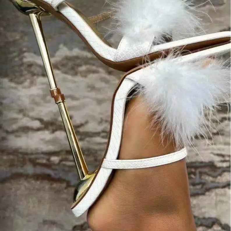 New heels fashion 2022 summer women slipper sandals lady stiletto plush high heels