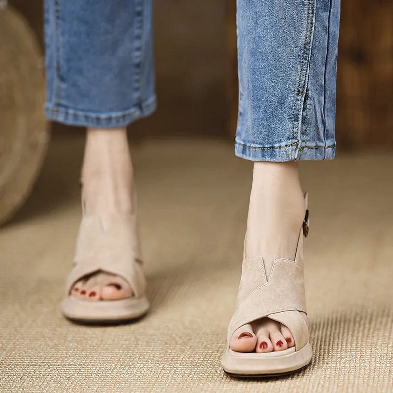 new high heel matte leather waterproof platform open toe black sandals women's shoes