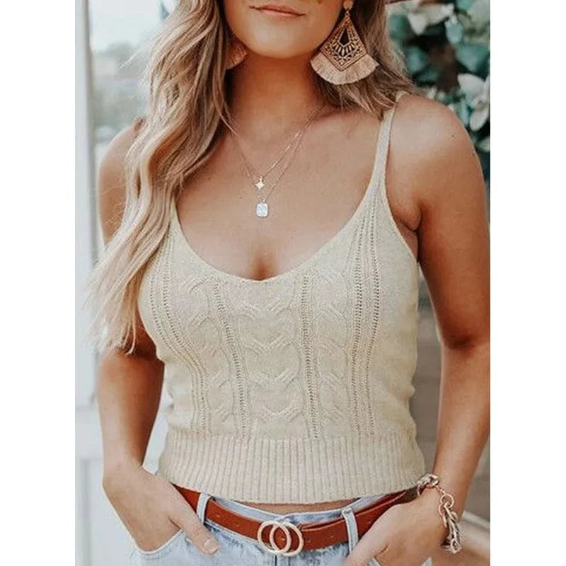 New knitted vest women's summer new knitted texture slim suspender vest women 2023