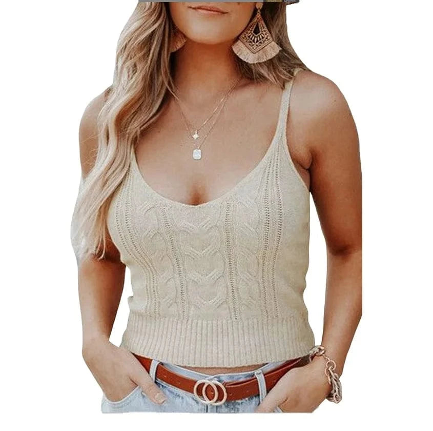 New knitted vest women's summer new knitted texture slim suspender vest women 2023