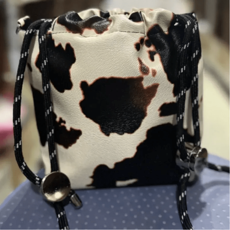 New Leopard Print Bag Fashion Cow Pattern Drawstring Bucket Bag Texture Brand Design Crossbody Bag Lady Versatile Storage Bag - SN Wigs & More