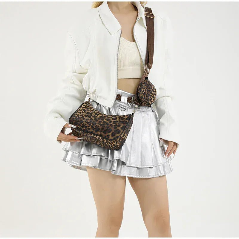 New Leopard Print Bag Fashion Cow Pattern Drawstring Bucket Bag Texture Brand Design Crossbody Bag Lady Versatile Storage Bag - SN Wigs & More