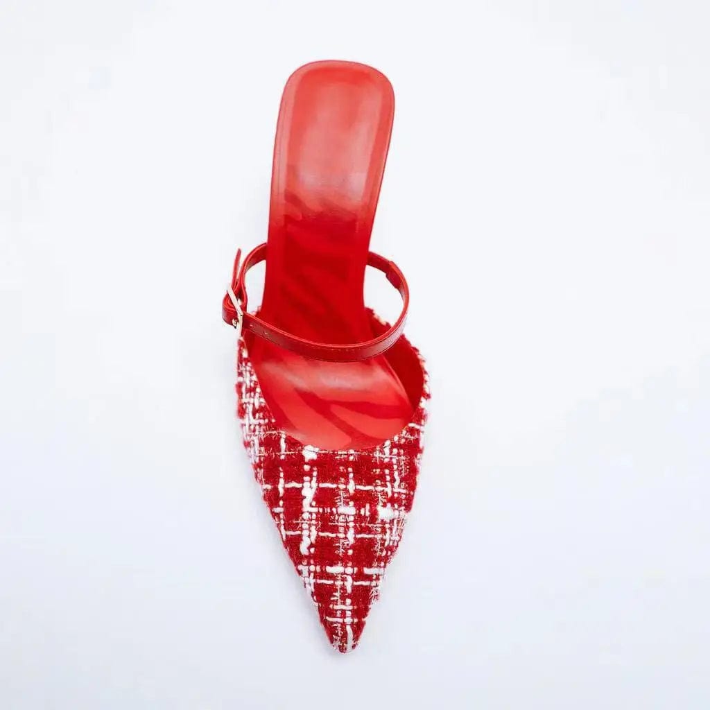 New light mouth small fragrant red versatile pointed thin heel half trailer high heels shoes for women sexy lace-up