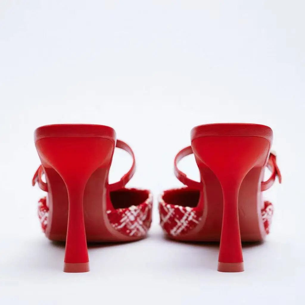 New light mouth small fragrant red versatile pointed thin heel half trailer high heels shoes for women sexy lace-up