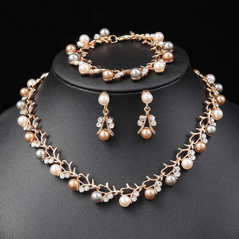 New Luxury Pearl Necklace Earring Set Bridal Wedding Ceremonial Dress Accessories Fashion High Quality Alloy Women's Jewelry Set