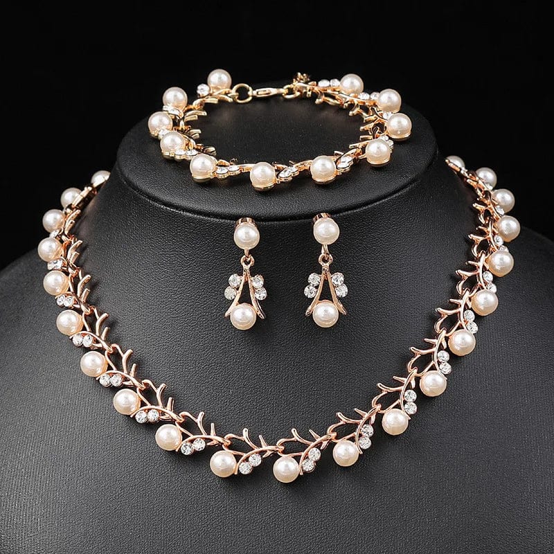 New Luxury Pearl Necklace Earring Set Bridal Wedding Ceremonial Dress Accessories Fashion High Quality Alloy Women's Jewelry Set