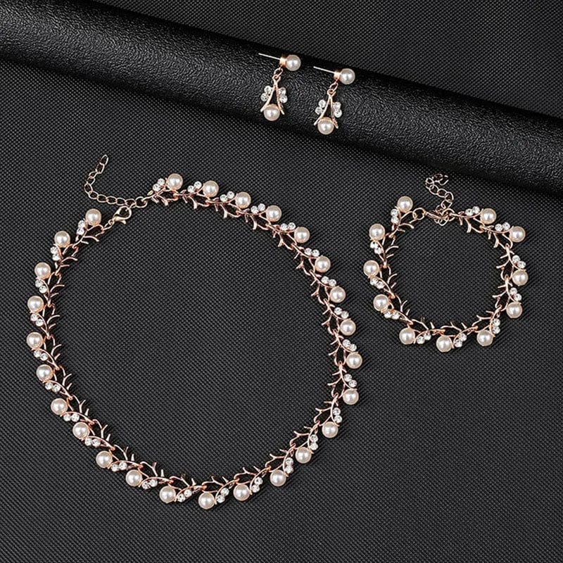 New Luxury Pearl Necklace Earring Set Bridal Wedding Ceremonial Dress Accessories Fashion High Quality Alloy Women's Jewelry Set